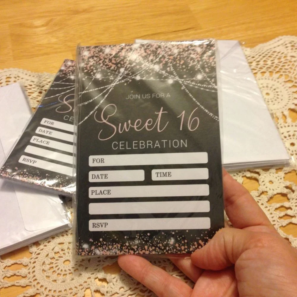 Sweet Sixteen Party Invitations and envelopes, new.